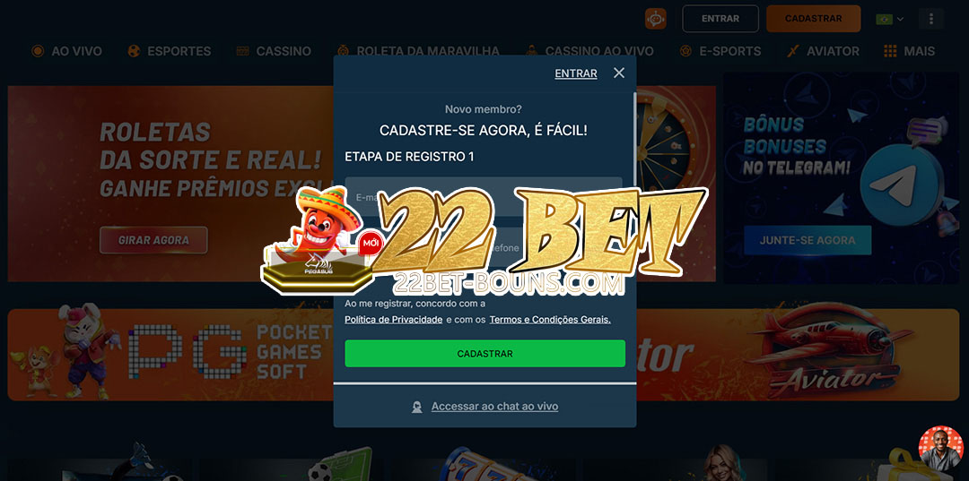 22 bet registrar